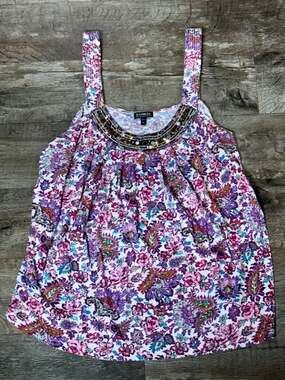 Y2K inspired Express Floral Paisley Sequin Embellished Tank Top